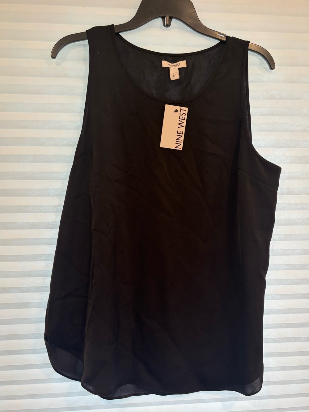 Nine West Black Sleeveless Chiffon Shell Top